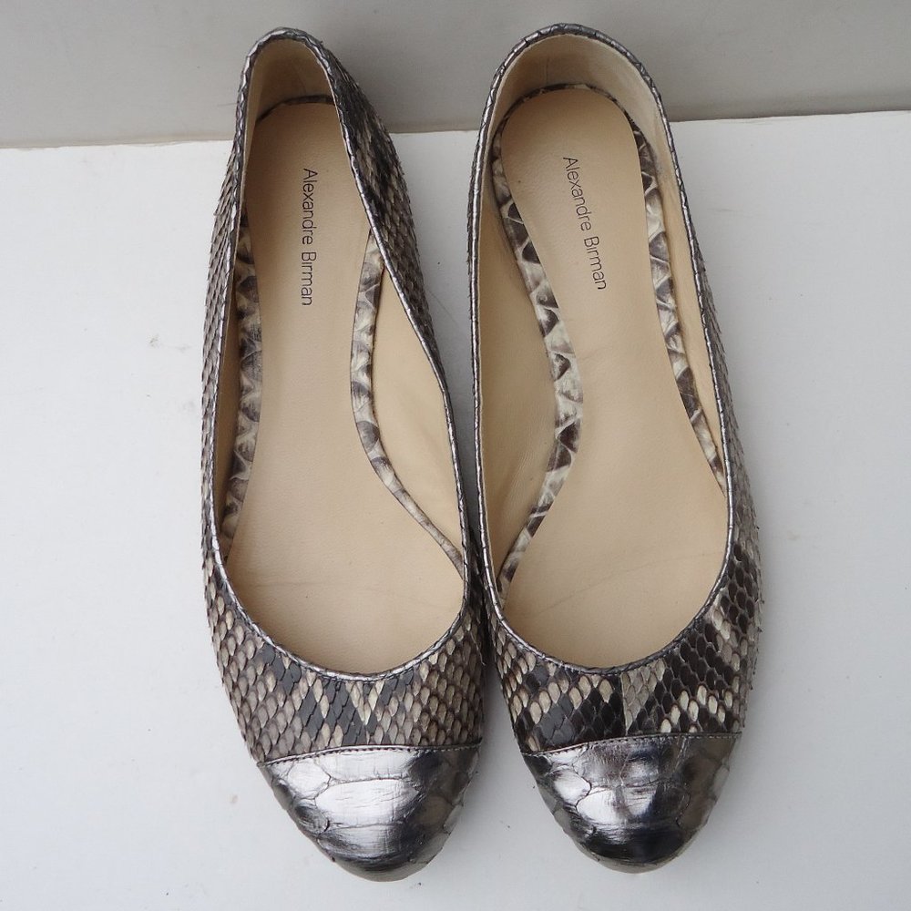 Size 8. Alexandre Birman Python Leather Flat Shoe… - image 2